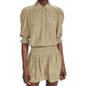 NWOT Ramy Brook Olive Green Smock Mini Royce Dress, Size XS